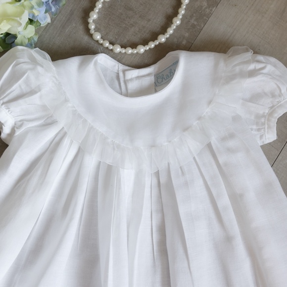 White Linen Float Dress Flower Girl Bailey Boys Chabré Boutique Size 4 NWT - Picture 3 of 8